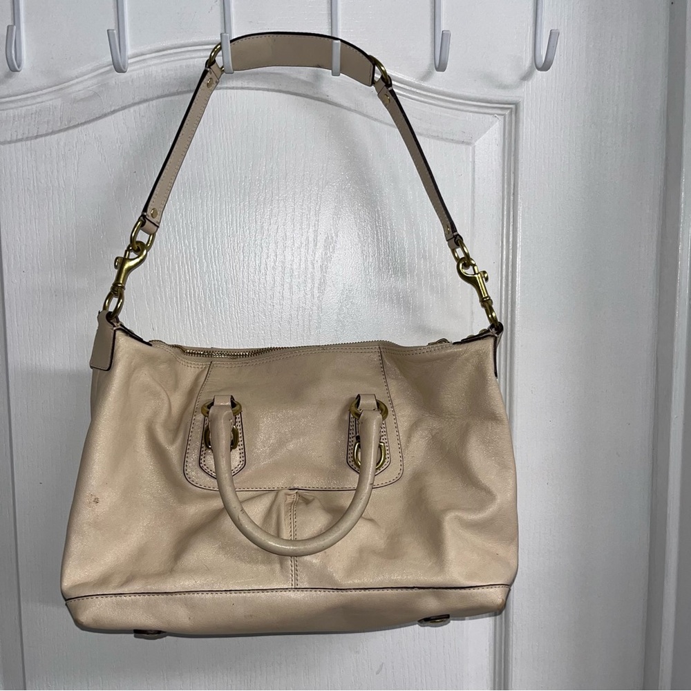 Coach Cream Leather Ashley Satchel